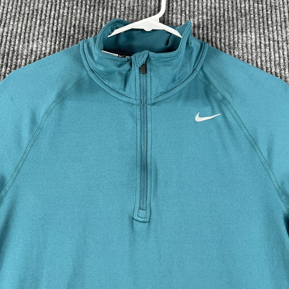 Nike Shirt Womens Small Green Long Sleeve 1/4 Zip Mock Neck Pullover‎ Running